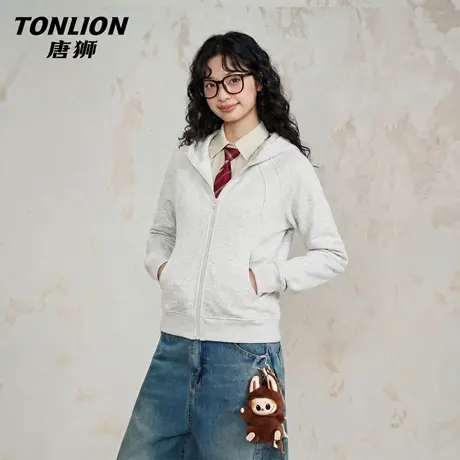 唐狮官方修身外套女2026新款春季运动卫衣开衫帽衫小个子短上衣VC图片