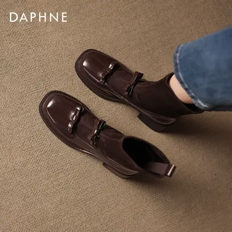 达芙妮瘦瘦小短靴女2026新款秋冬法式加绒袜靴女款高跟鞋马丁靴子商品大图