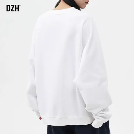 情侣白色重磅卫衣男秋季美式圆领长袖上衣外套宽松情侣装秋款衣服商品大图