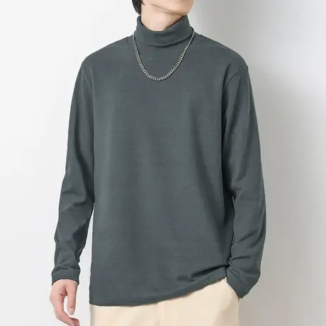 300g重磅德绒长袖t恤男装高领打底衫加绒保暖内搭双面绒纯色秋衣图片