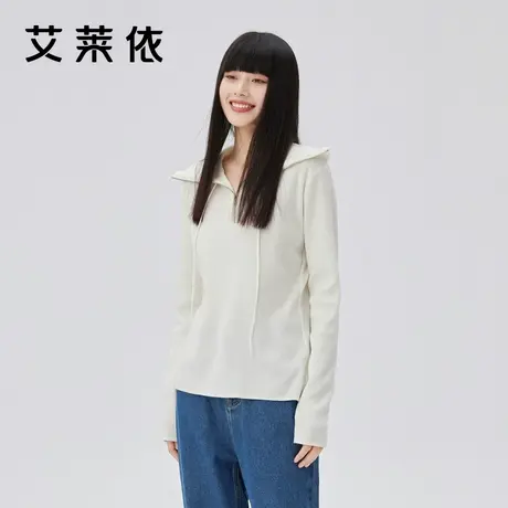 艾莱依秋季针织衫女2022年新款大翻领韩系ins风穿搭高级感上衣商品大图