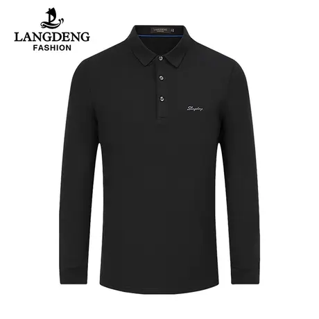 【含桑蚕丝】浪登长袖Polo衫2023秋冬季莫代尔亲肤舒适翻领T恤男图片