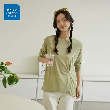 JOJeanswest/真维斯长袖打底衫2023夏季新款慵懒风宽松上衣图片