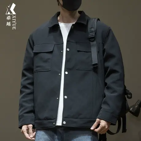 新国标鸭绒衬衣式羽绒服男秋冬新款潮牌百搭男士宽松大码工装外套商品大图