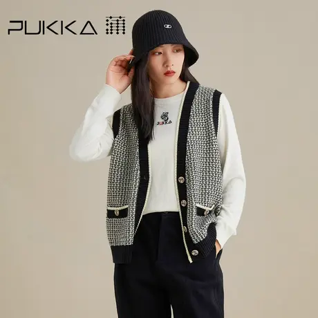 蒲PUKKA 小香风外套 短款马夹毛针织衫女优雅气质小外套商场同款图片