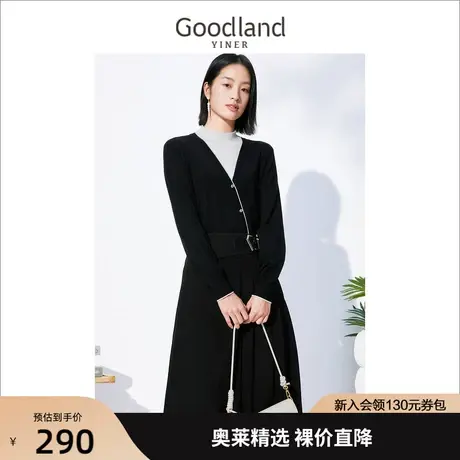 音儿美地女装2022冬季新款撞色斜门襟假两件针织衫图片