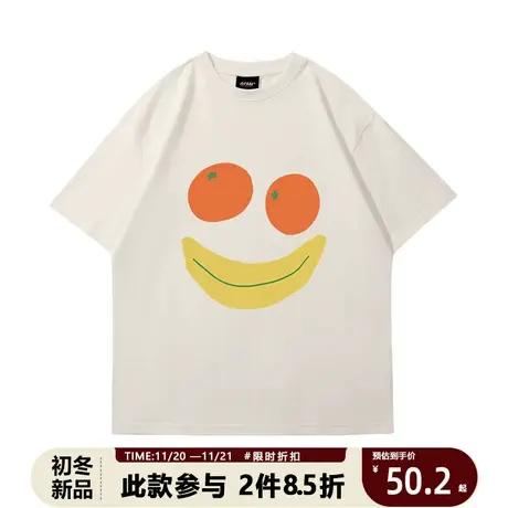 2023夏季潮牌百搭新品欧美风新卡通可爱情侣休闲纯棉短袖上衣T恤商品大图