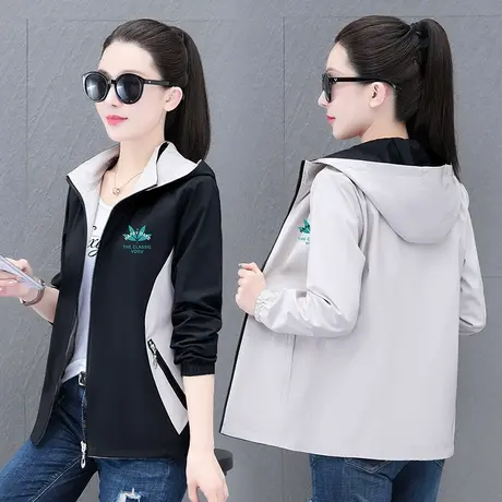 恋上17号双面穿女士短外套女春秋2023新款时尚中老年女装妈妈外套商品大图