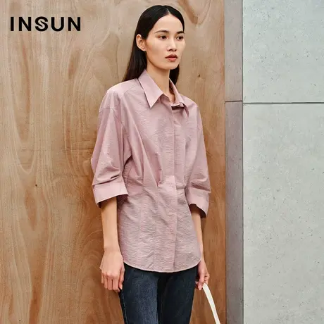 INSUN恩裳专选秋季打褶收腰力棉质衬衫商品大图