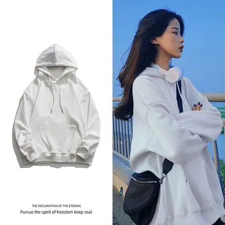 卫衣女秋冬ins慵懒风连帽宽松oversize奶系小众韩版加厚胖mm外套图片
