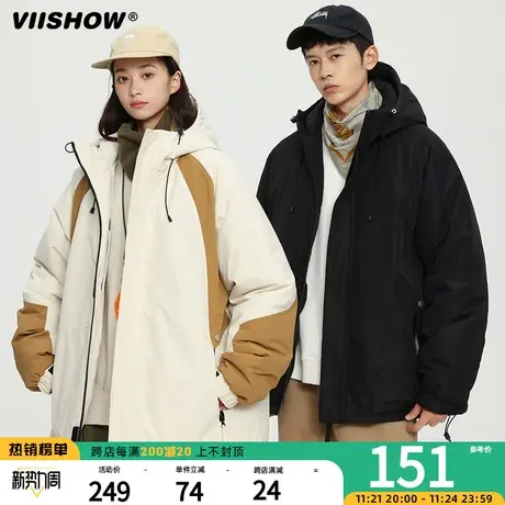 VIISHOW拼接棉衣男冬季新款潮牌加厚羽绒棉服休闲冲锋夹克棉袄外商品大图
