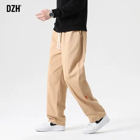 男生卡其色运动裤男秋季直筒潮牌休闲裤子2023新款美式卫裤阔腿裤商品大图