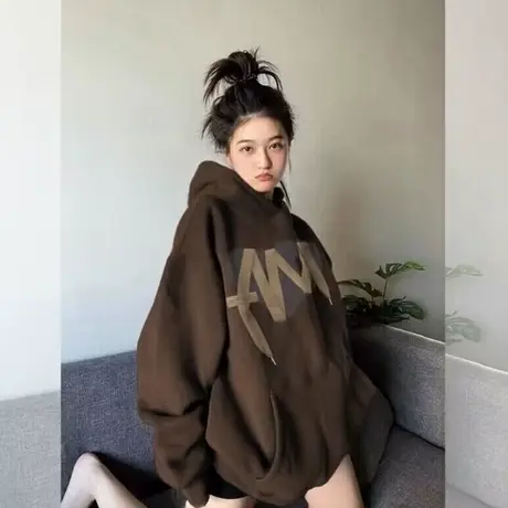 oversize连帽卫衣女早春秋冬季韩版百搭宽松显瘦上衣长袖外套潮牌商品大图