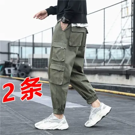 束脚裤子男秋冬工装裤男士军绿休闲机车潮牌靴裤男裤配马丁靴裤子商品大图