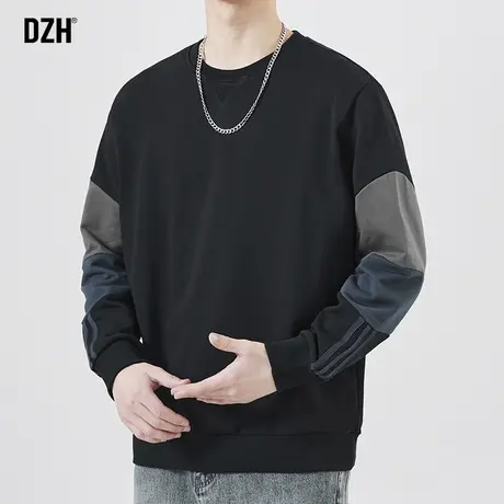 男士拼接卫衣男春季圆领潮牌休闲长袖上衣百搭男装2024年新款衣服商品大图