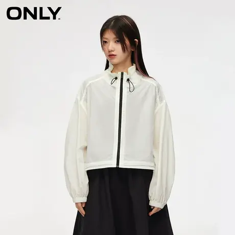 ONLY2024春季新款时尚简约纯色宽松高领短款外套女|124136042商品大图