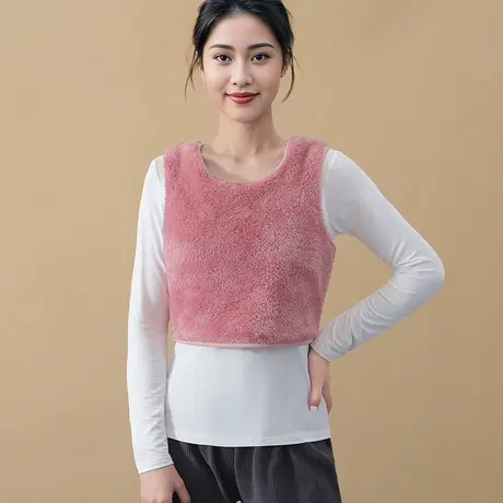护前胸保暖短背心女冬珊瑚绒套头内穿护心口半截背心商品大图