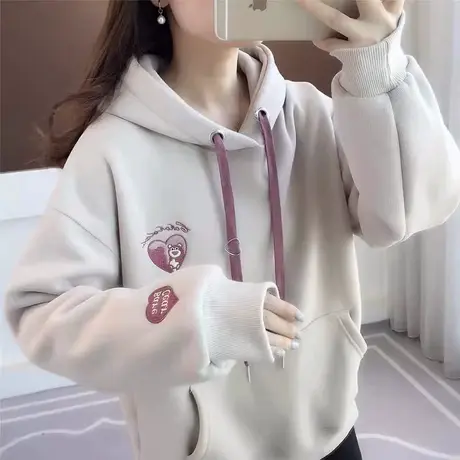 早春设计感小众连帽卫衣女春秋季韩版宽松薄款大码小个子百搭外套图片