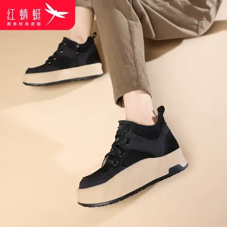 红蜻蜓女鞋2024年秋季新款休闲厚底时尚百搭平底日常舒适女高帮鞋商品大图