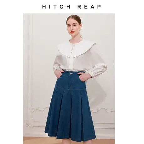 希区瑞普高级感法式衬衣女2023年新款秋季大翻领气质白色浪漫衬衫商品大图