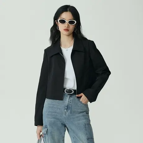 omont蛋挞家 短款夹克外套女春季2023年新款复古小个子外套上衣商品大图