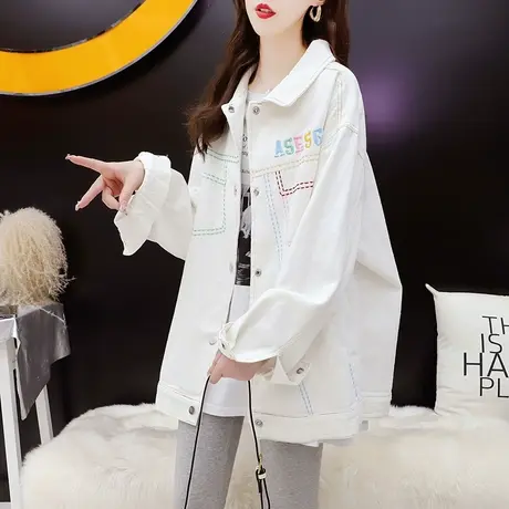 设计感牛仔工装外套女春秋2023年新款秋季宽松休闲百搭慵懒风上衣商品大图