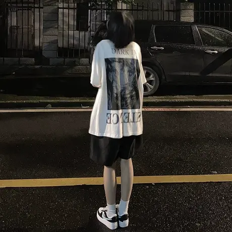 国潮t恤男女短袖夏装原创设计欧美高街宽松ins半袖oversize上衣服商品大图