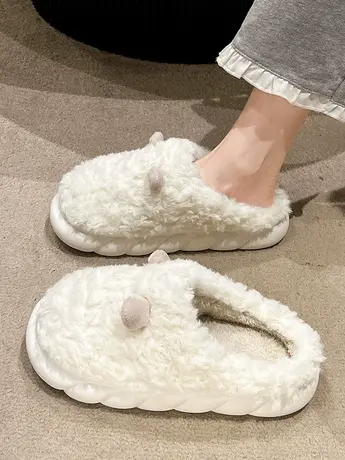 踩屎感包头棉拖鞋女秋冬外穿2023新款厚底室内情侣可爱毛绒棉拖女商品大图