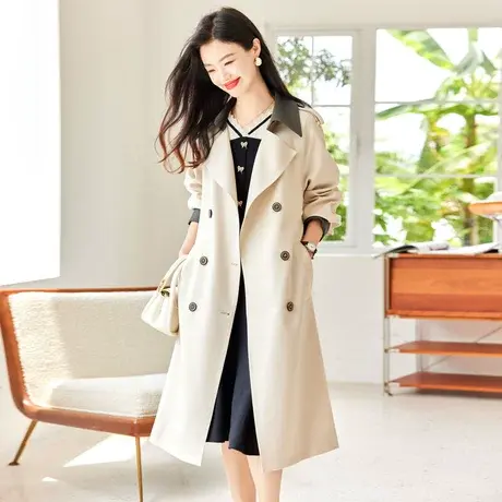时尚气质长款风衣外套2022年秋季新款女士温柔宽松显瘦中长款上衣商品大图