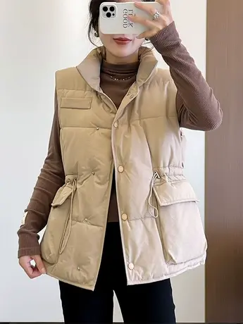 羽绒棉马甲女短款2023秋冬季韩版外穿收腰加厚坎肩背心马夹外套潮商品大图