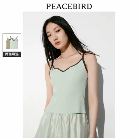 太平鸟吊带针织背心女夏装撞边线背心内搭简约美背上衣女商品大图