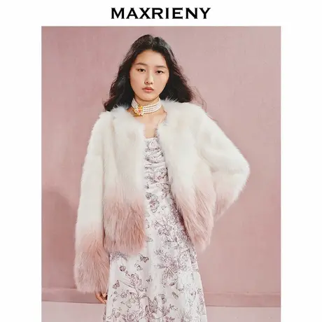 【宫廷巴洛克-商场同款】MAXRIENY奢华都市感渐变色狐狸坎毛皮草商品大图