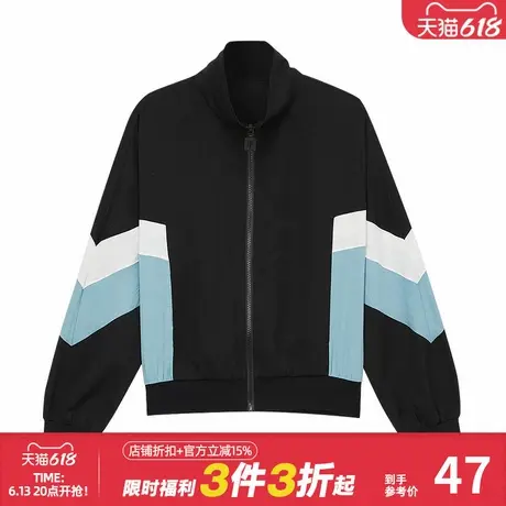 美特斯邦威女拼色立领通勤夹克春秋休闲拉链开衫宽松运动潮流外套图片