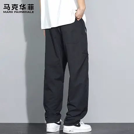 马克华菲裤子男款夏季2025新款男士直筒裤宽松长裤男生休闲裤黑色图片