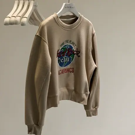 渠道硬货推荐，短款白色卫衣女秋季2022新款宽松韩版潮酷高街外套商品大图