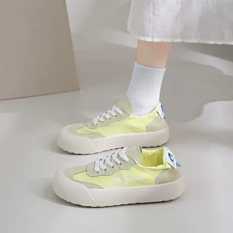 阿甘女鞋子2023新款夏季薄款帆布板鞋爆款百搭德训休闲运动小白鞋图片