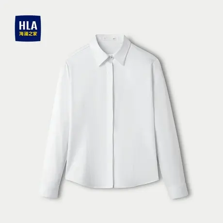 HLA/海澜之家商务保暖衬衫25秋冬新款修身内里磨毛衬衣女装商品大图