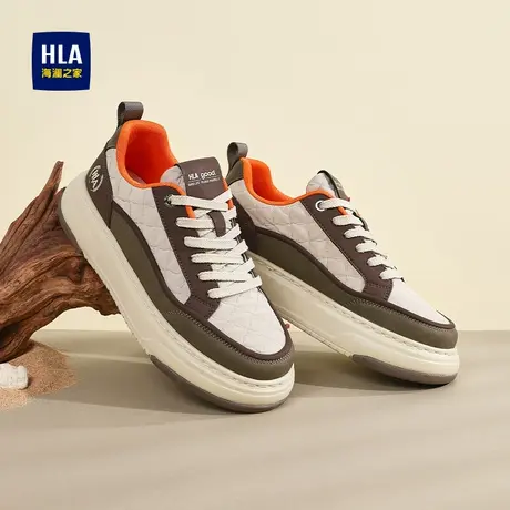 HLA/海澜之家男鞋新款秋季时尚拼色潮流板鞋轻质百搭厚底增高休闲商品大图