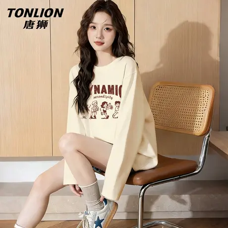 唐狮官方长袖t恤女2026新款春秋款女款宽松显瘦内搭打底衫上衣VB图片