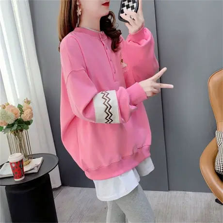 设计感刺绣卡通圆领卫衣女2023新款春季宽松洋气减龄学生百搭上衣商品大图