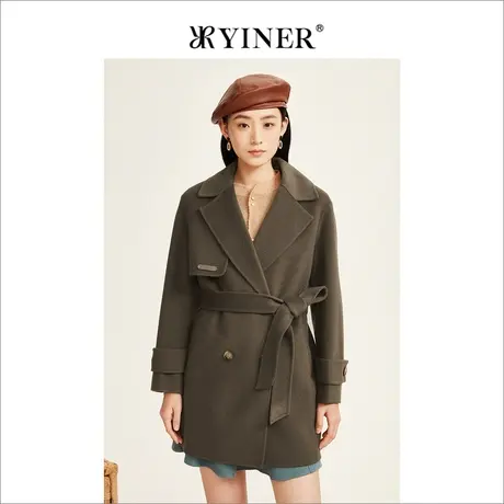 YINER音儿女装2022冬季新款纯羊毛双面呢大衣商品大图