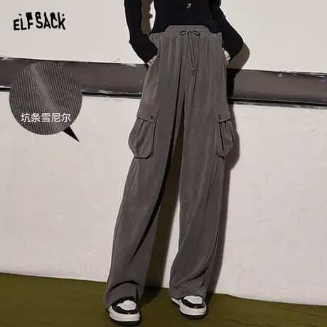 妖精的口袋工装直筒休闲裤女2023冬季新款美式复古宽松运动长裤商品大图