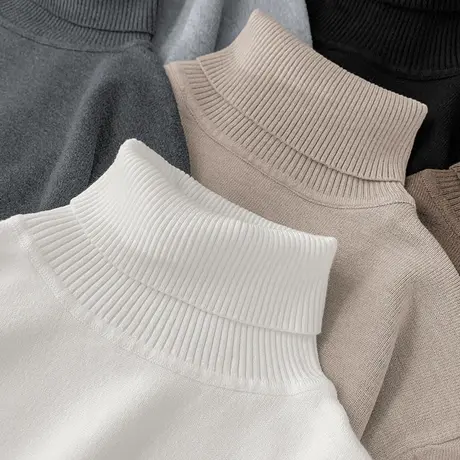 高领毛衣男秋冬季针织衫毛线衣潮流修身纯色毛衫青少年内搭打底衫商品大图