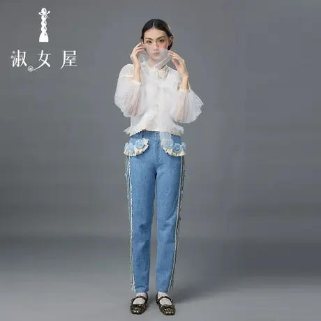 淑女屋官方旗舰店白雪公主波西米亚铅笔牛仔裤直筒烟管裤秋冬新款图片