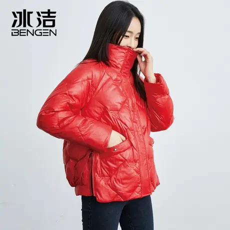 冰洁秋冬新款时尚休闲显瘦宽松廓形女士个性立领短款羽绒服XFF商品大图