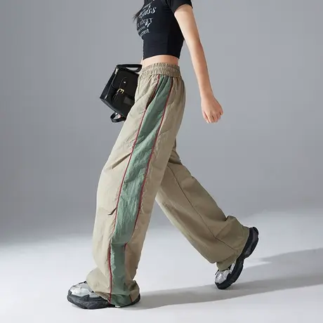 美式休闲阔腿工装裤子女2023年新款高腰春秋休闲运动裤辣妹高街商品大图