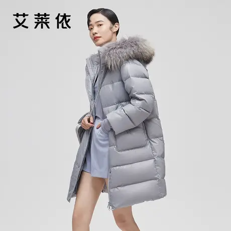 艾莱依新品羽绒服女冬季中长款大毛领时尚大牌爆款保暖外套防风图片