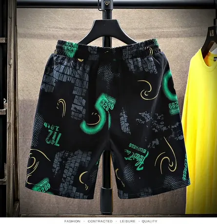 夏季潮牌五分裤子沙滩裤薄款男款印花大裤衩男士运动训练健身短裤商品大图
