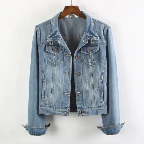 牛仔外套女春秋短款修身新款显瘦长袖上衣ins潮大码牛仔衣图片