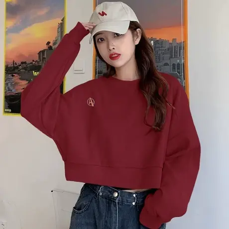 秋冬短款卫衣女2023新款爆款小个子多巴胺秋冬穿搭韩系宽松上衣潮商品大图